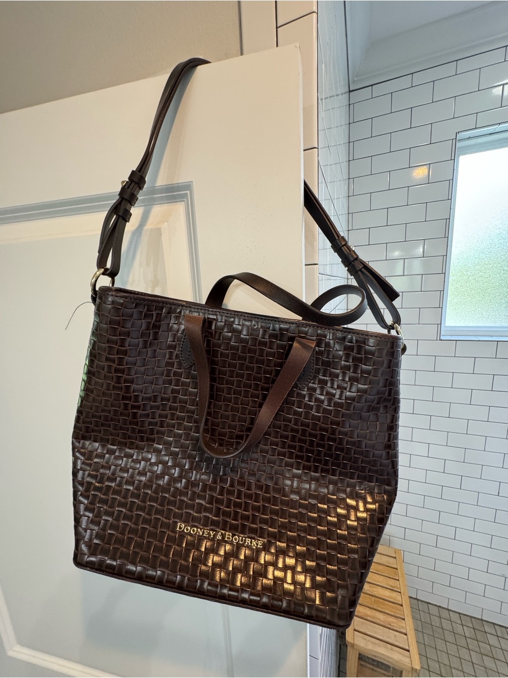 Dooney & Bourke Dark Brown Woven Leather Tote